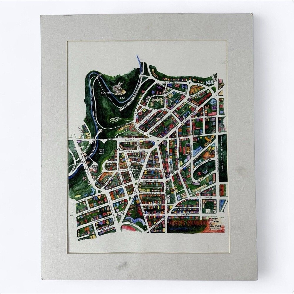 Adams Morgan Washington DC Watercolor‎ Map Mary Belcher Matted Art Print READ